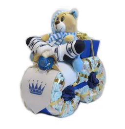 Geschenketorten-Gebhardt Windeln Windeltorte Windelmotorrad Prinz oder Prinzessin, mit Schlafbär – Produktbild 1 von 1