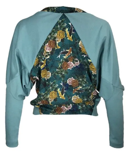 FORMAT FORMAT Pulli, Longsleeve CIRC sweater, Blaugrün (fish & flowers), – Produktbild 3 von 3
