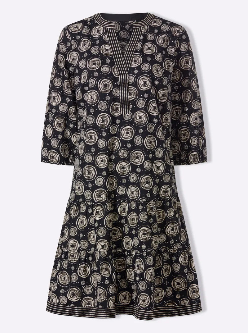 heine Druckkleid, Schwarz-sand-bedruckt, – Produktbild 1 von 2