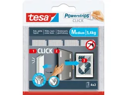 Tesa tesa Selbstklebendes Klettband "Powerstrips CLICK" medium, bis 5,4 kg, 4er-Pack – Produktbild 1 von 1