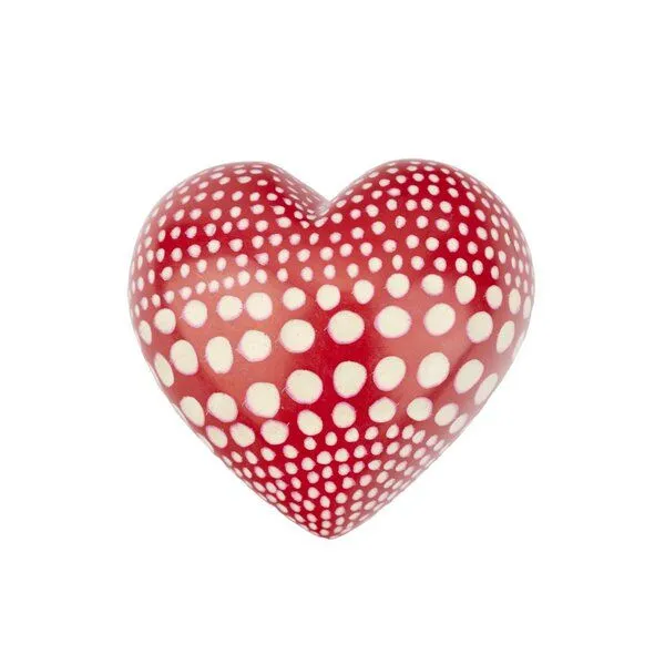 El Puente El Puente Deko-Herz aus Speckstein in Rot mit Punkten | Fair Trade & Handmade aus Kenia, Rot, – Produktbild 1 von 1