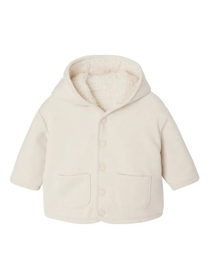 Vertbaudet Vertbaudet Strickjacke Baby Übergangsjacke mit Futter in Lammfelloptik, Weiß, – Produktbild 1 von 5