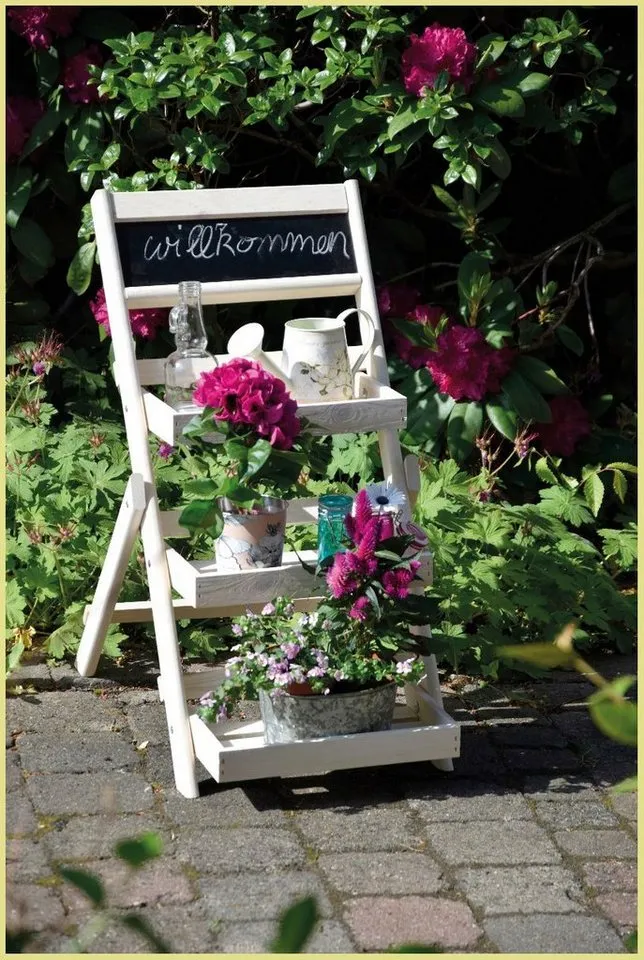 Dobar Dobar Pflanzentreppe, BxTxH: 38,5x49,5x69 cm, klappbar, Weiß, – Produktbild 2 von 4