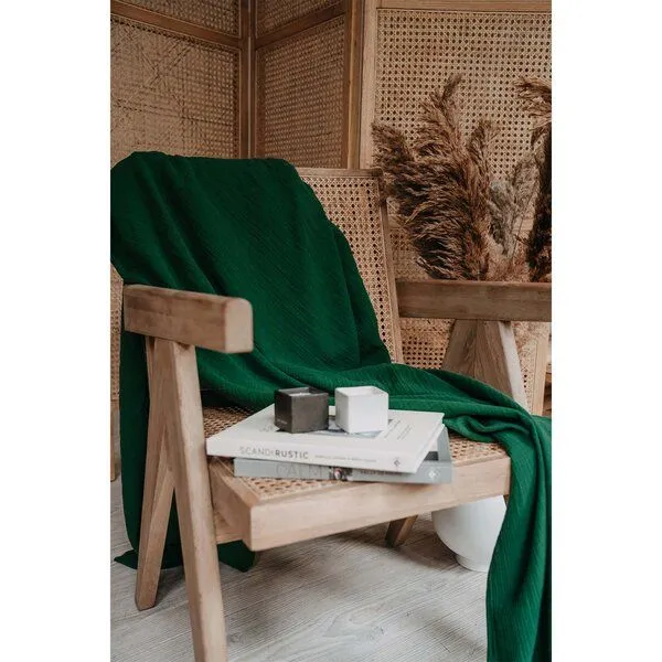 Hutch&Putch Hutch&Putch Musselin Sommerdecke für warme Nächte - Abmaße 135x220 cm - aus 100% Bio-Baumwolle - Handmade in Germany, Tannengrün, – Produktbild 2 von 2