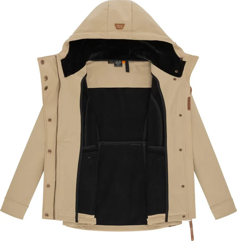 ragwear ragwear Softshelljacke Yba sportliche Damen Outdoorjacke mit Kapuze, Braun, – Produktbild 1 von 5