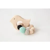 NoniKids Berlin NoniKids Berlin Greifling Beißring Holz *Vogel* | Bio Baumwolle, Mint/schwarz, – Produktbild 1 von 1