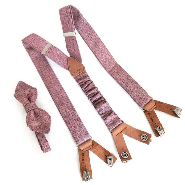 klYmp klYmp Hosenträger / Schleife in Leinen Diamand, Magenta (rosa), – Produktbild 4 von 7