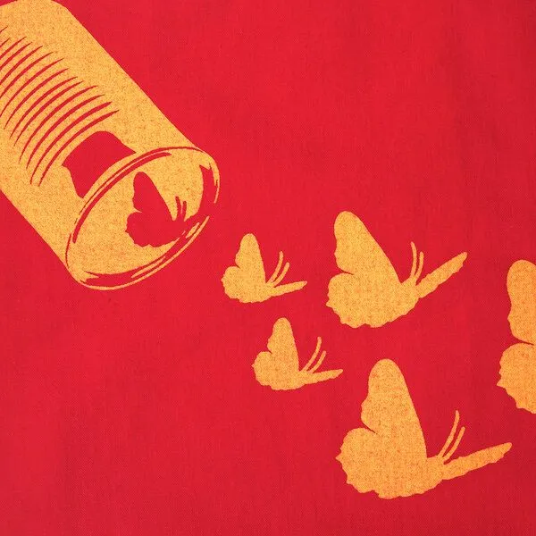 HANDGEDRUCKT HANDGEDRUCKT "Butterfly01" Shopper aus BAUMWOLLE kbA, Rot, – Produktbild 2 von 2