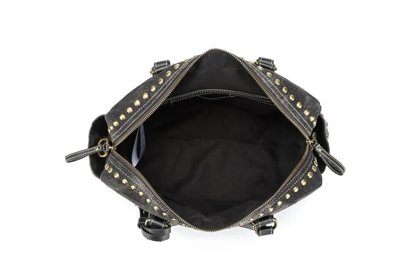 Collezione Alessandro Collezione Alessandro Schultertasche Denim, aus griffigem Jeansstoff mit Nieten, Schwarz, – Produktbild 5 von 5