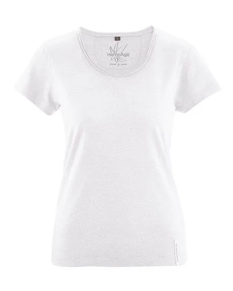 HempAge HempAge Damen T-Shirt mit Rollsaum Hanf/Bio-Baumwolle, White, – Produktbild 1 von 4