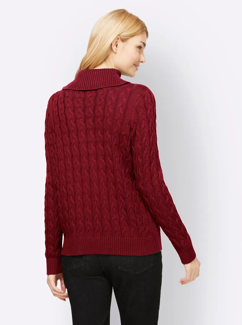 heine Feinstrickpullover dunkelrot, Dunkelrot, – Produktbild 2 von 3