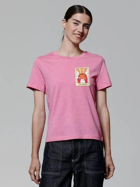 watapparel watapparel T-Shirt Frauen Tarot The Coffee, Bubble pink, – Produktbild 1 von 3