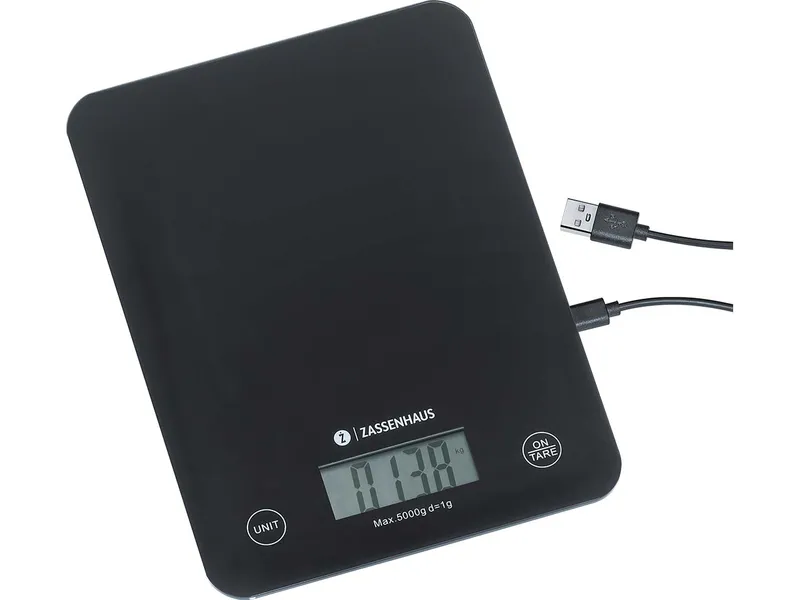Zassenhaus Zassenhaus Digitale Küchenwaage "BALANCE" zum Aufladen, inkl. USB-Ladekabel, schwarz – Produktbild 1 von 1