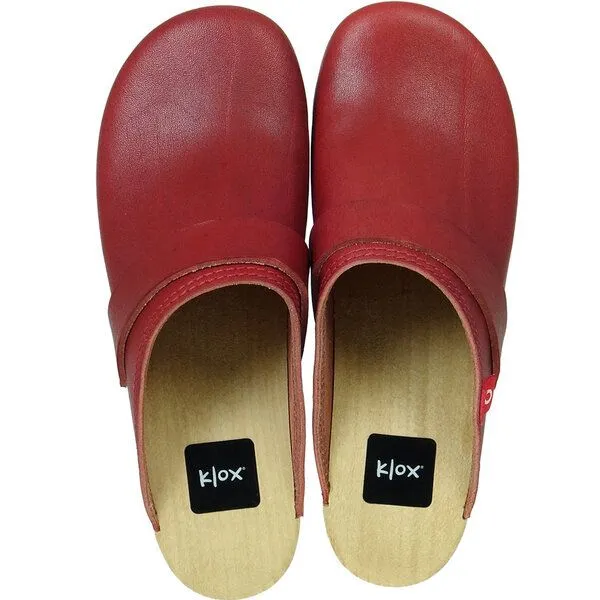 Klox Klox Original Clog - handgemachter Holzclog mit pflanzlich gegerbtem Leder, Pomegranate (rot), – Produktbild 3 von 3