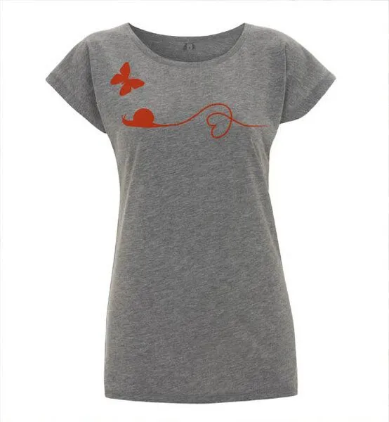 Picopoc Picopoc T-Shirt Schnecke und Schmetterling, Grau, – Produktbild 2 von 4