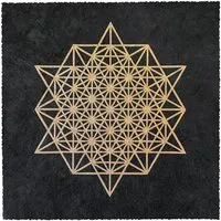 Veskor Cassiopeia Veskor Cassiopeia STERN TETRAEDER 64 Heilige Geometrie Linoldruck | 22 × 22 cm | Gold auf Schwarz – Produktbild 1 von 1