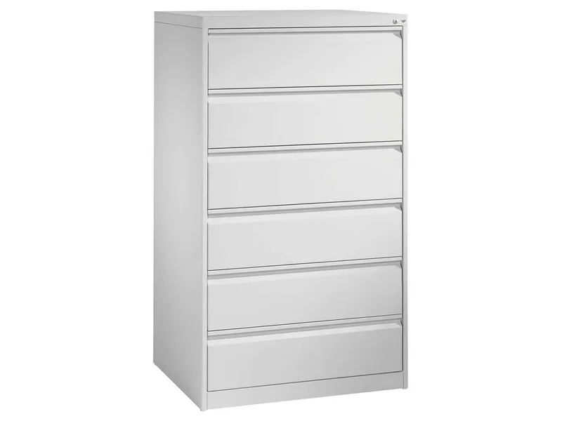 C+P C+P Karteikartenschrank dreibahnig, 6 Schubladen DIN A5 quer weiß – Produktbild 1 von 1