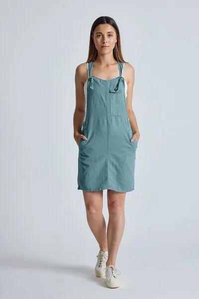 Flax and Loom Flax and Loom Leinen Latzkleid Peggy, Retro blue (grün), – Produktbild 4 von 7
