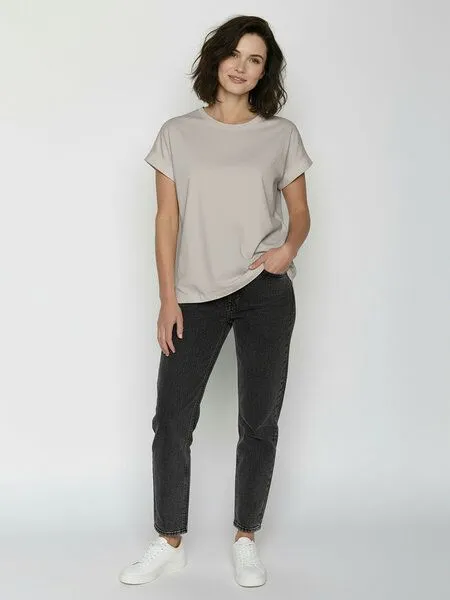 GreenBomb GREENBOMB Basic Loony - Sportliches T-Shirt aus Bio-Baumwolle mit Rollup Sleeve / GOTS / Fair & Vegan, Grau (sandstone), – Produktbild 3 von 4