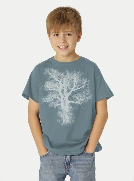 Peaces.bio - handbedruckte Biomode Peaces.bio - handbedruckte Biomode Bio-Kinder T-Shirt Chestnut, Blaugrün, – Produktbild 2 von 2