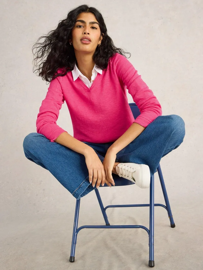 White Stuff Pullover Naria aus Leinenmischung - 34, Rosa, – Produktbild 1 von 4