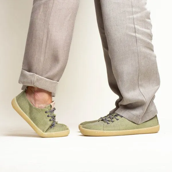 nahtur-design nahtur-design Barfußschuhe aus Bioleinen mit Kautschuksohle unisex, Grün, – Produktbild 1 von 8