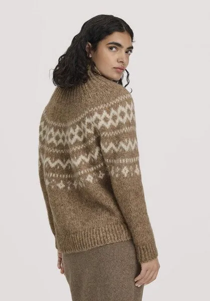 hessnatur hessnatur Rollkragenpullover Relaxed aus Alpaka und Bio-Baumwolle, Naturcamelbraun, – Produktbild 2 von 4