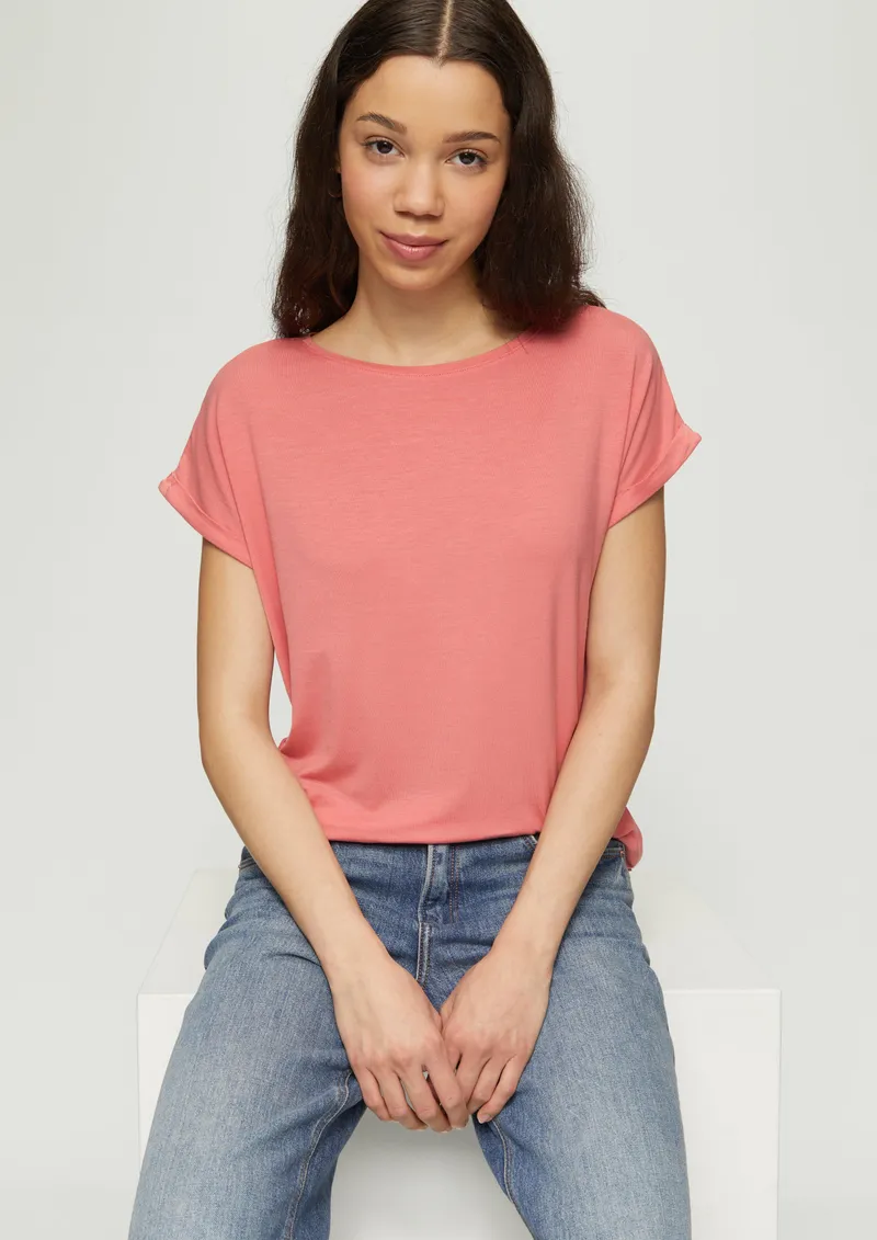 QS QS T-Shirt aus Lyocellmix, Rot, – Produktbild 3 von 7