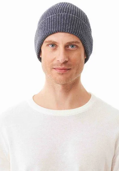 ORGANICATION ORGANICATION Strick-Beanie aus Bio-Merinowolle und Bio-Baumwolle, Anthracite, – Produktbild 2 von 2