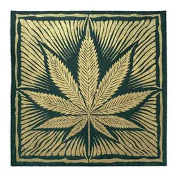 Veskor Cassiopeia Veskor Cassiopeia CANNABIS BLATT Marihuana Pflanzen Linoldruck | 40 × 40 cm | Gold auf Smaragdgrün – Produktbild 1 von 1