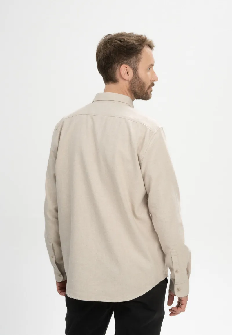 MELA MELA Herren vegan Hemd Flanell Sahel Birke, Beige, – Produktbild 1 von 2