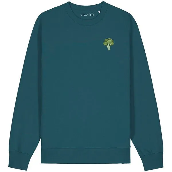 LIGARTI Bestickter Pullover – Brokkoli – LIGARTI Tiermanufaktur, Petrol, – Produktbild 1 von 2