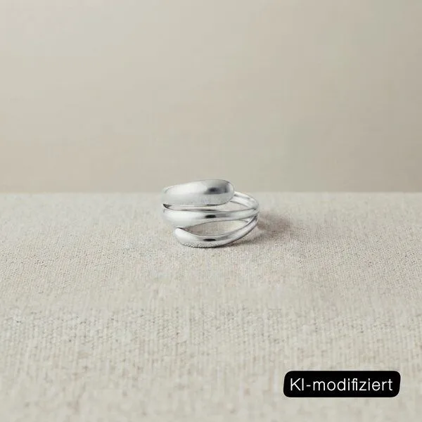 ELEKTROPULLI ELEKTROPULLI Größenverstellbarer Fine Round Ring, Silber, – Produktbild 1 von 2