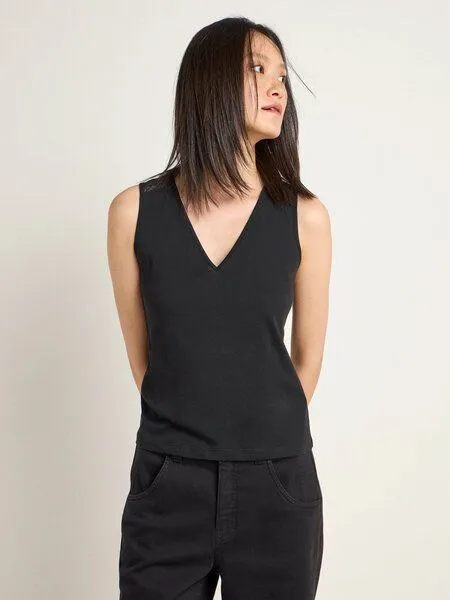 LANIUS LANIUS Top mit Spitzeneinsatz aus Bio-Baumwolle, Black, – Produktbild 1 von 4