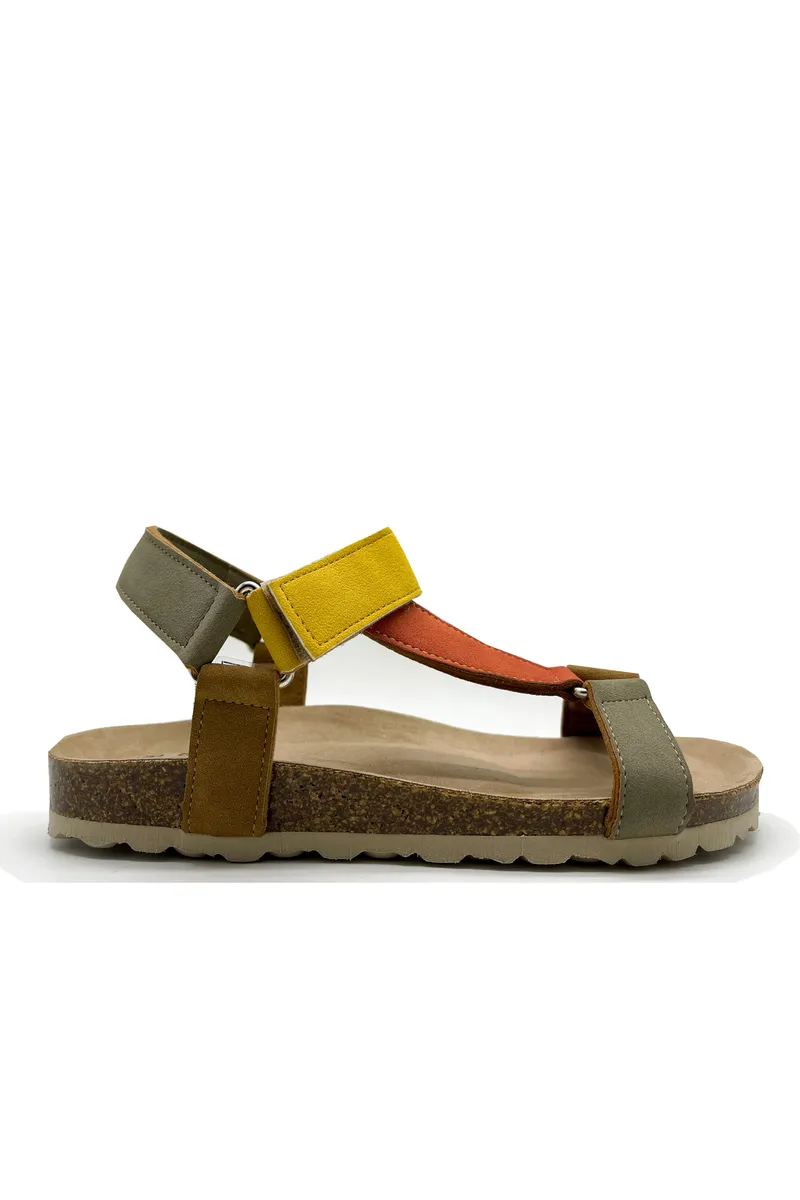 thies thies Damen vegan Sandalen Eco Bio Trek Vegan Multi Earth Gelb & Grün, Dunkelorange, – Produktbild 1 von 2