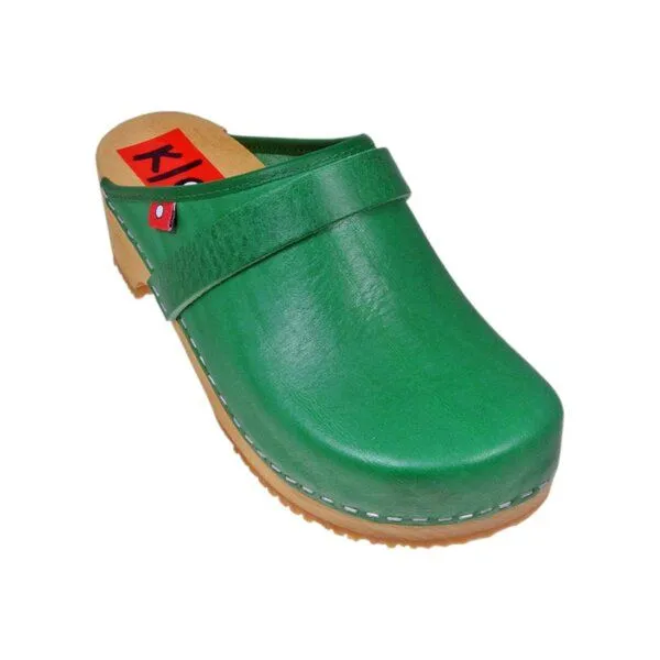Klox Klox Original Clog - handgemachter Holzclog mit pflanzlich gegerbtem Leder, Matcha (grün), – Produktbild 2 von 3