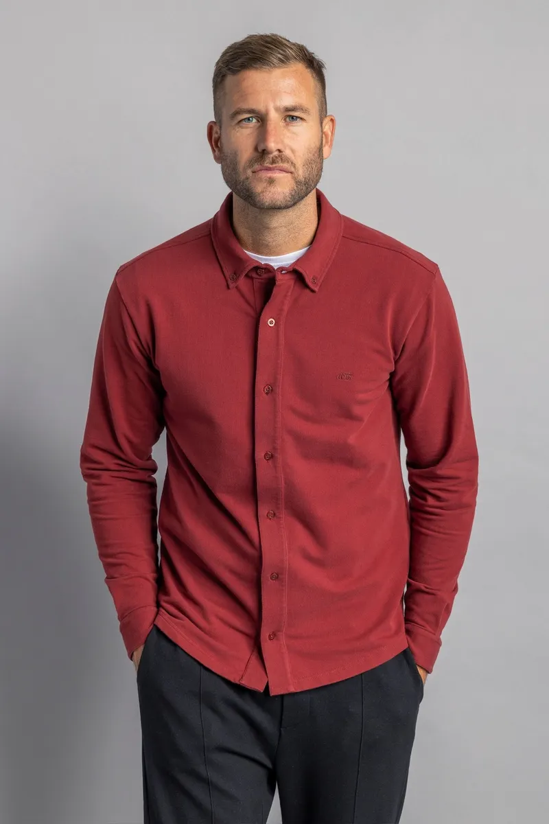 DIRTS DIRTS Herren vegan Jersey Hemd Royal Burgundy, Dunkelrot, – Produktbild 2 von 2