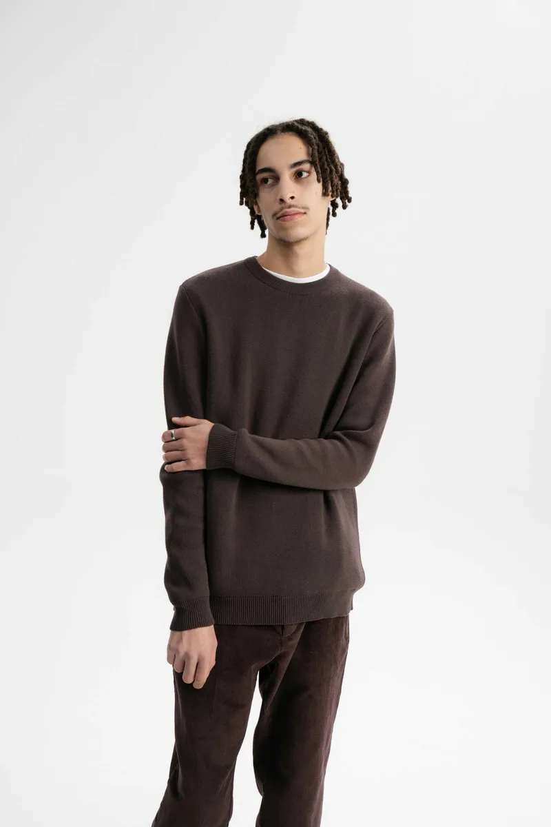 MELA MELA Herren vegan Strickpullover Jacquard Manav Dunkelbraun, Dunkelbraun, – Produktbild 2 von 2