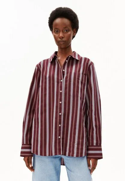 ARMEDANGELS ARMEDANGELS STRIPE Damen Bluse aus 100% Bio-Baumwolle, Velvet red-amberwood, – Produktbild 1 von 4
