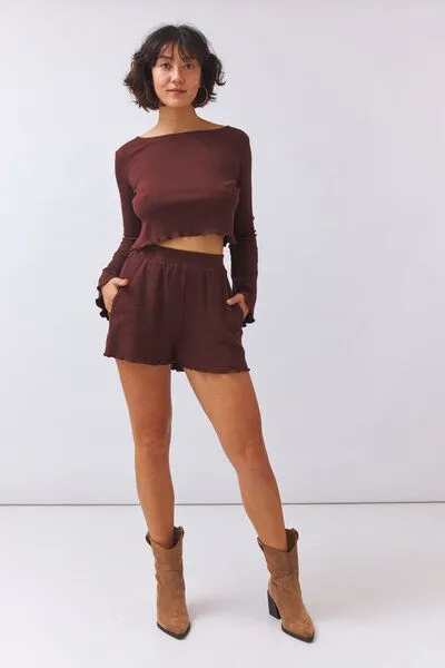 Baìge the Label Baìge the Label Baramee Short mit Rollsaum, Chocolate, – Produktbild 2 von 4