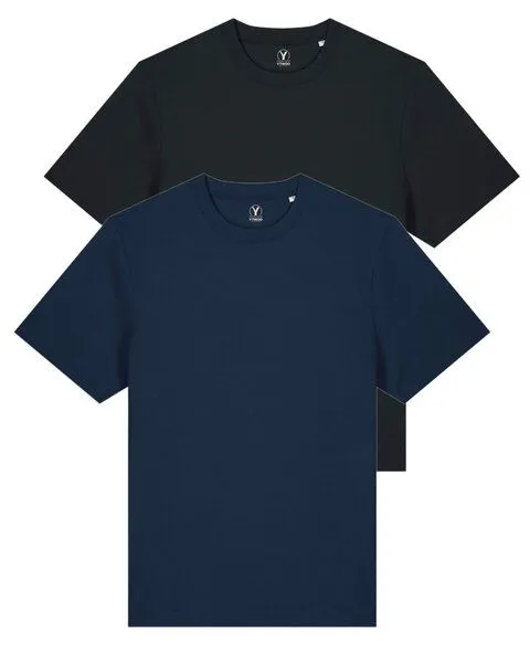 YTWOO YTWOO Doppelpack Unisex-T-Shirts aus schwerem Stoff | Bio-Baumwolle, Schwarz/navy, – Produktbild 1 von 4