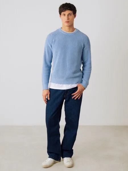 Honest Basics Honest Basics Herren Strickpullover aus 100% Bio-Baumwolle, Eisblau, – Produktbild 4 von 4