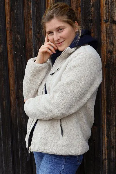 Kultgut Kultgut ProEarth- New Recycling Generation - Kuschelige Sherpa Fleecejacke / With Love, Beige, – Produktbild 2 von 4