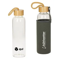 elasto elasto Glasflasche Bamboo mit Hülle, 550 ml – Produktbild 1 von 1