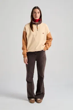 Trendsplant Trendsplant Damen vegan Sweatshirt Quarter Zip Color Block Grau Sand – Produktbild 1 von 1