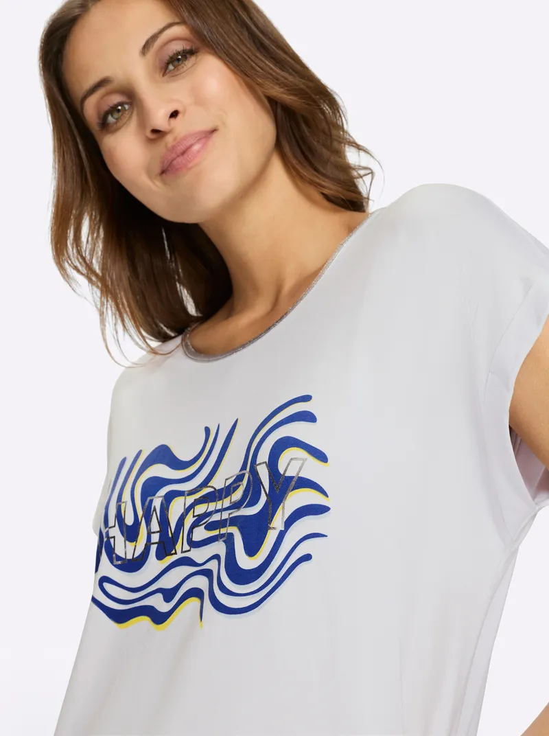 Witt Kurzarmshirt weiß-royalblau-bedruckt, Weiß-royalblau-bedruckt, – Produktbild 2 von 2