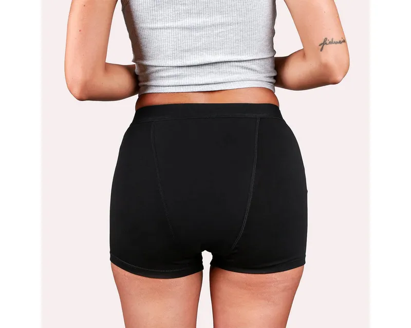 Taynie Taynie Periodenslip Shorts ultra - Periodenunterwäsche sehr starke Blutung - Damen (Spar-Set, 3-St., 3er-Pack) Auslaufsichere Periodenunterwäsche / Periodenslip aus Bio Baumwolle, Schwarz, – Produktbild 5 von 5