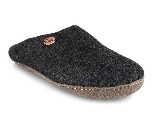 WoolFit WoolFit Handgefilzte Pantoffeln ohne Fersenrand Hausschuhe aus 100% Wolle, Grau, – Produktbild 1 von 4