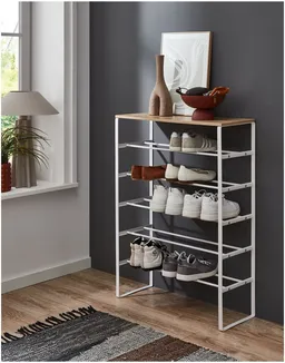 xonox.home Schuhregal, in Artisan Nachbildung/weiß Platz für ca. 24 Schuhpaare 66 x 90 x 25cm – Produktbild 1 von 1