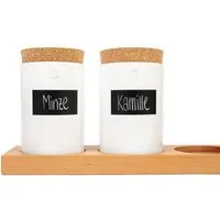 klotzaufklotz klotzaufklotz Vorratsdosenregal Buche, Weiße dosen, – Produktbild 1 von 1